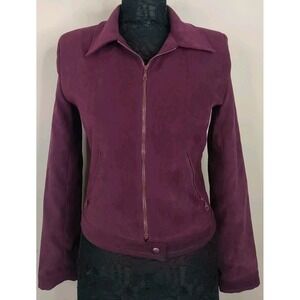 Contempo Collection Wine Full Zip Collar Short Velvet Spain Blazer Jacket Size M